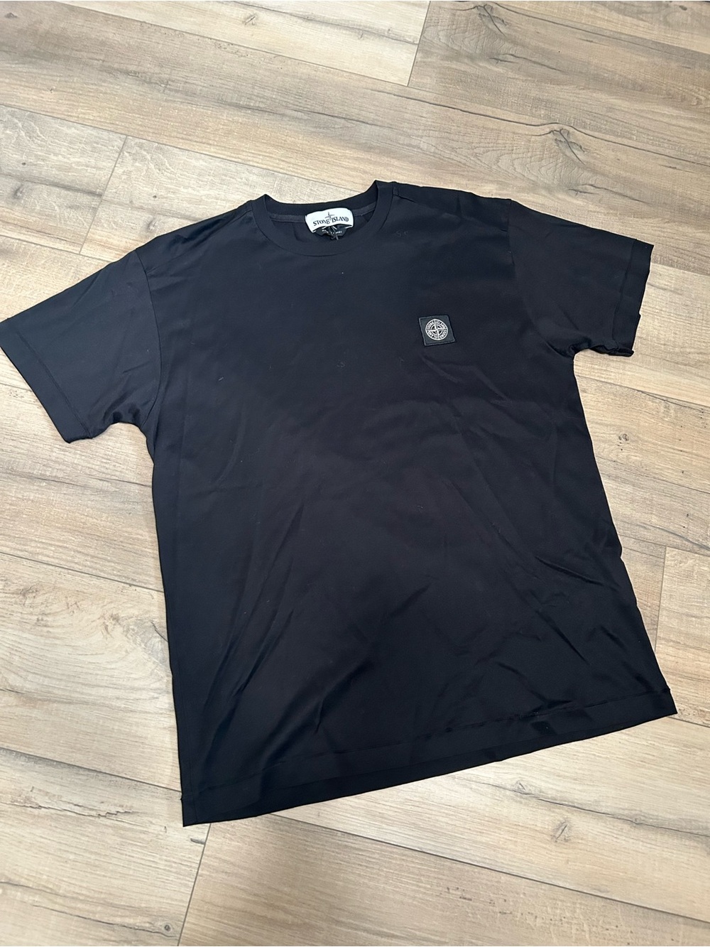 Stone Island Black Short-Sleeve Logo Patch Tee